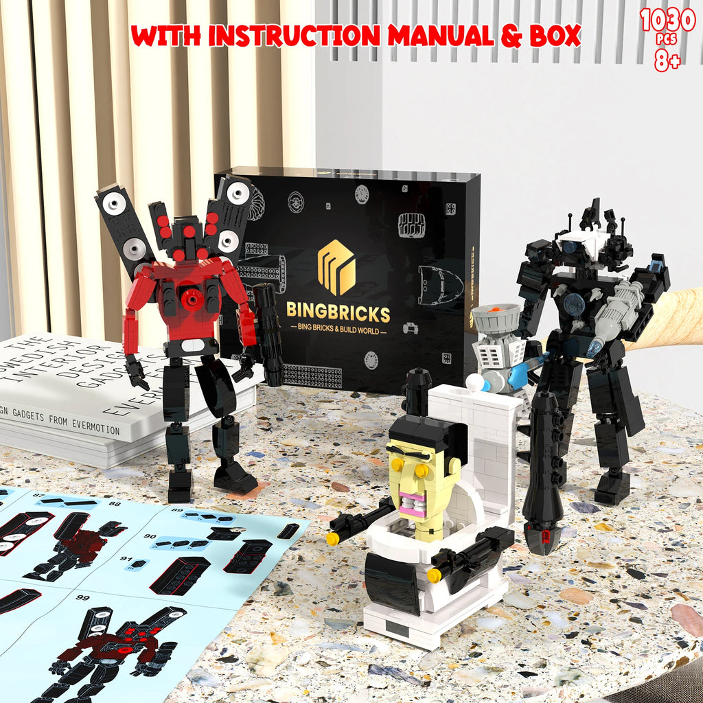 3-in-1 Skibidi Toilet Building Set, 1030 Pieces Skibidi Toilet G Man, Upgraded Titan Cameraman, Titan Toy for Kid Adult Game Fan