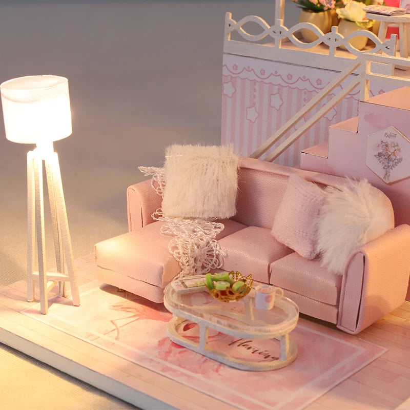 Wooden Miniature Doll House Kit 3D Puzzle Assembly Building Model Toy Handmade Duplex Apartment Production Toys Home Decoration