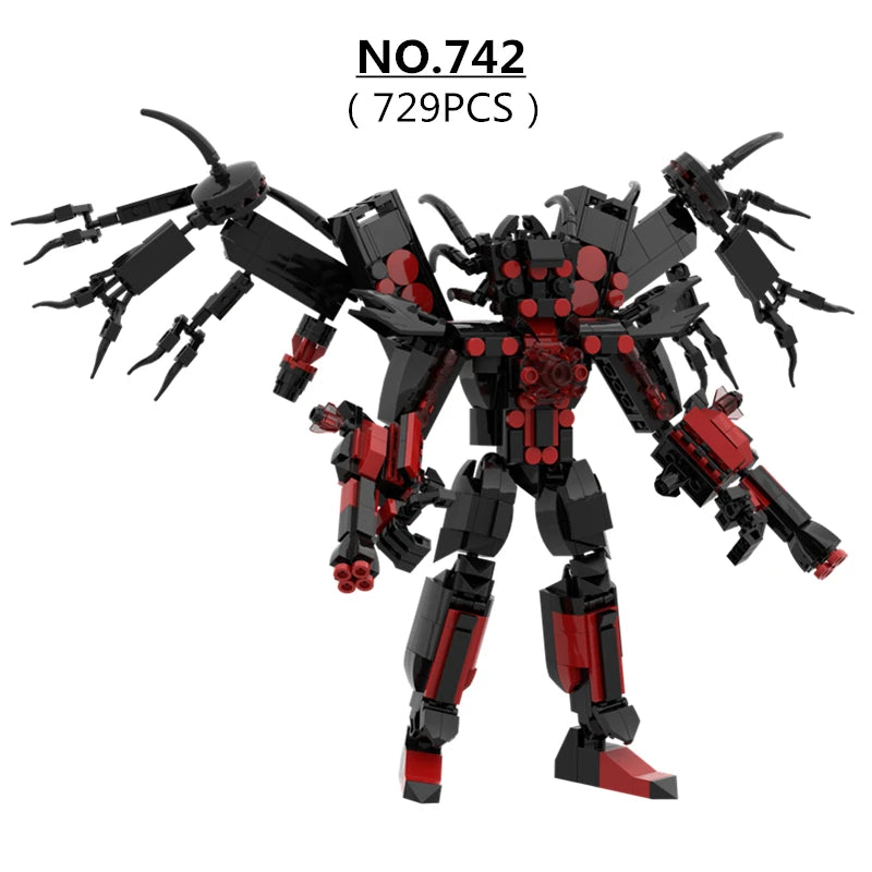 729pcs/set Skibidi Toilet Man New Trisomic Titan Speaker Man With Wings Building Blocks DIY Bricks Toys For Boys Christmas Gifts