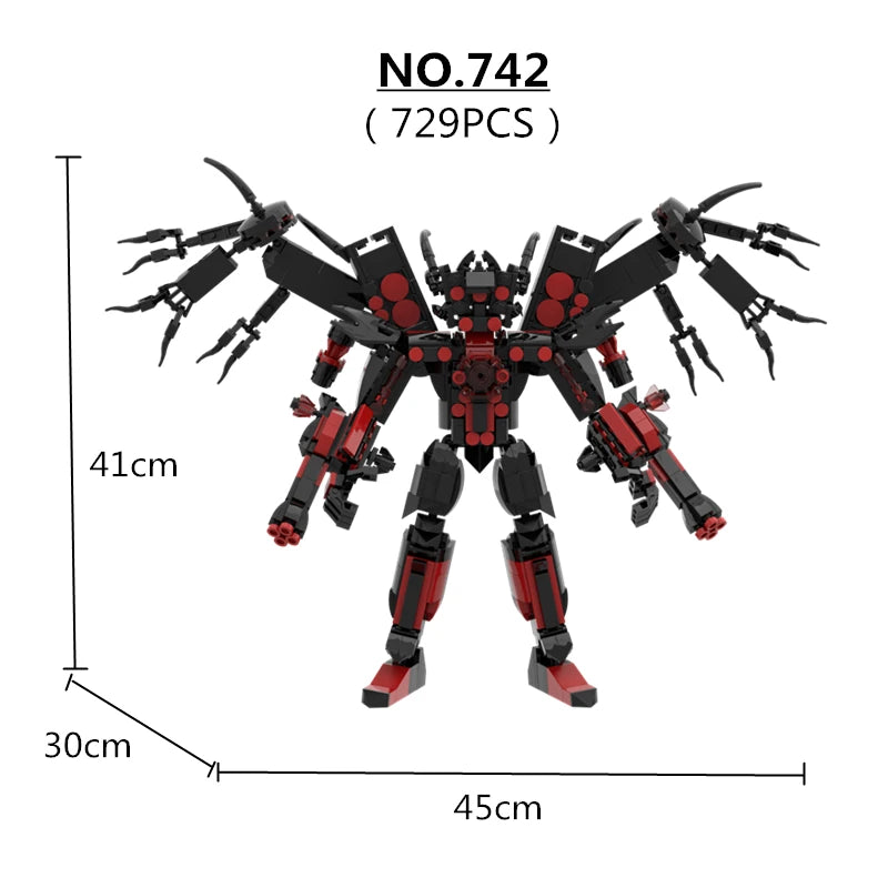 729pcs/set Skibidi Toilet Man New Trisomic Titan Speaker Man With Wings Building Blocks DIY Bricks Toys For Boys Christmas Gifts
