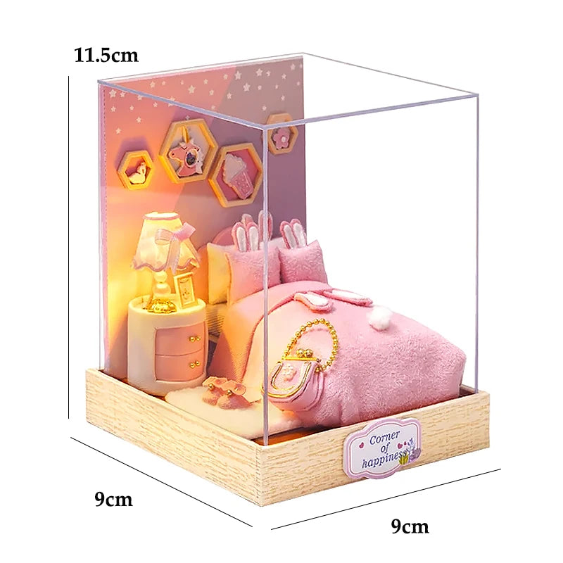 Wooden Doll House 3D Puzzle Assembly Building Model Kit Production Small Room Toys Home Bedroom Decoration With Furniture Light