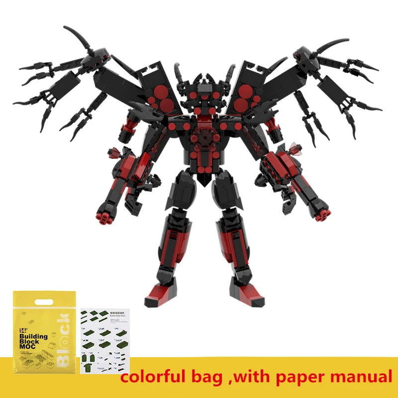 729pcs/set Skibidi Toilet Man New Trisomic Titan Speaker Man With Wings Building Blocks DIY Bricks Toys For Boys Christmas Gifts