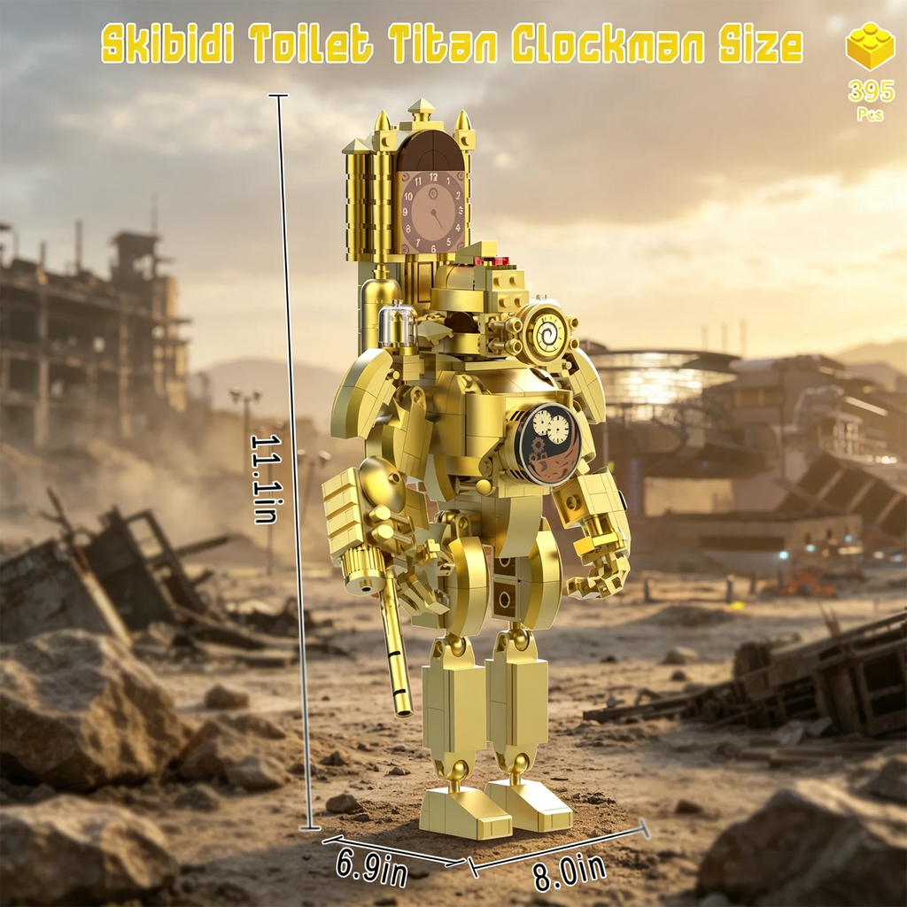 Skibidi Toilet Clearance Sale! Fast Shipping & Quick Delivery! Titan Clockman Building Blocks Set, 395Pcs Gold Titan Clockman Action Figure Model, Skibidi Toilet Series Collectible Construction Toy, DIY Assemble Bricks Gift f