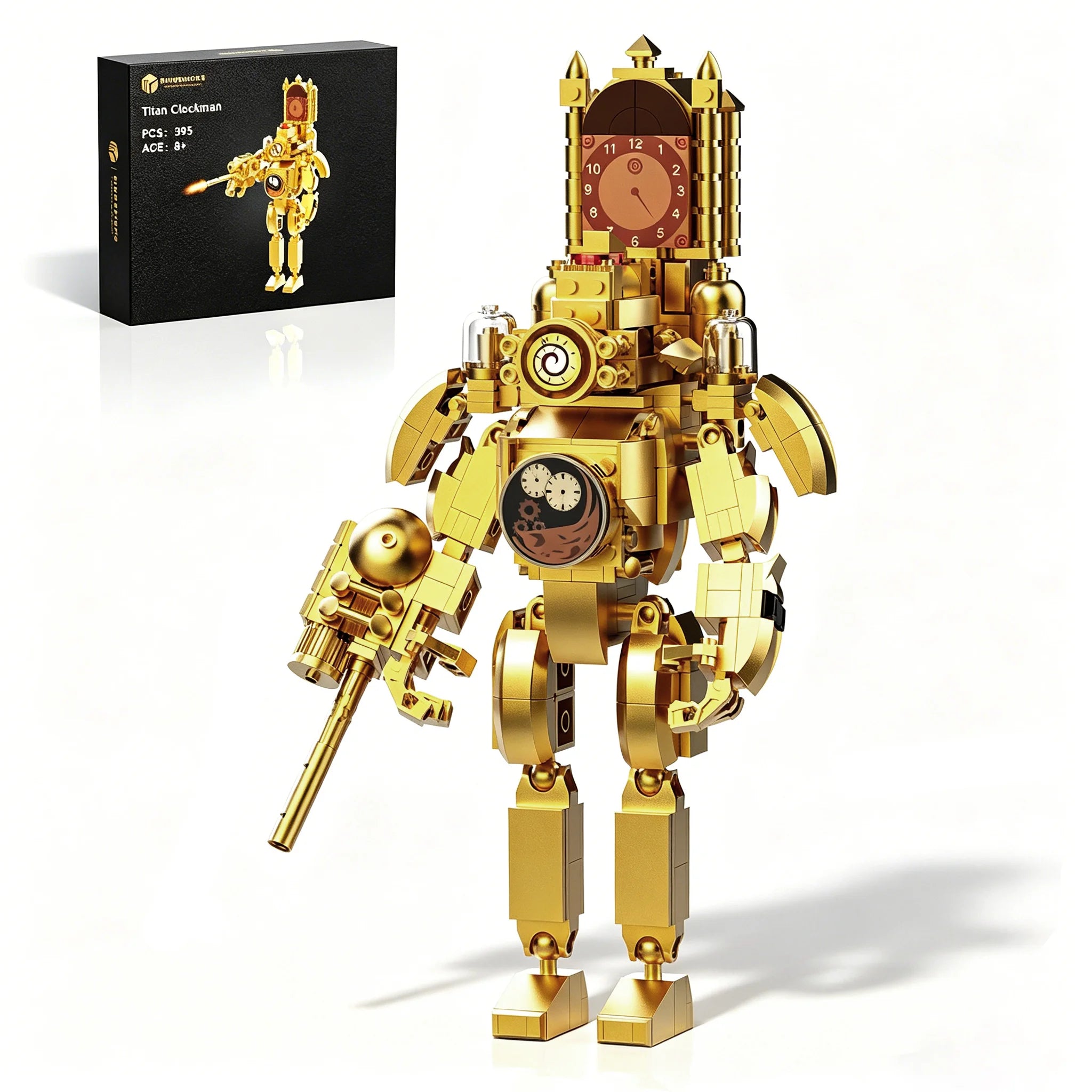 Skibidi Toilet Clearance Sale! Fast Shipping & Quick Delivery! Titan Clockman Building Blocks Set, 395Pcs Gold Titan Clockman Action Figure Model, Skibidi Toilet Series Collectible Construction Toy, DIY Assemble Bricks Gift f