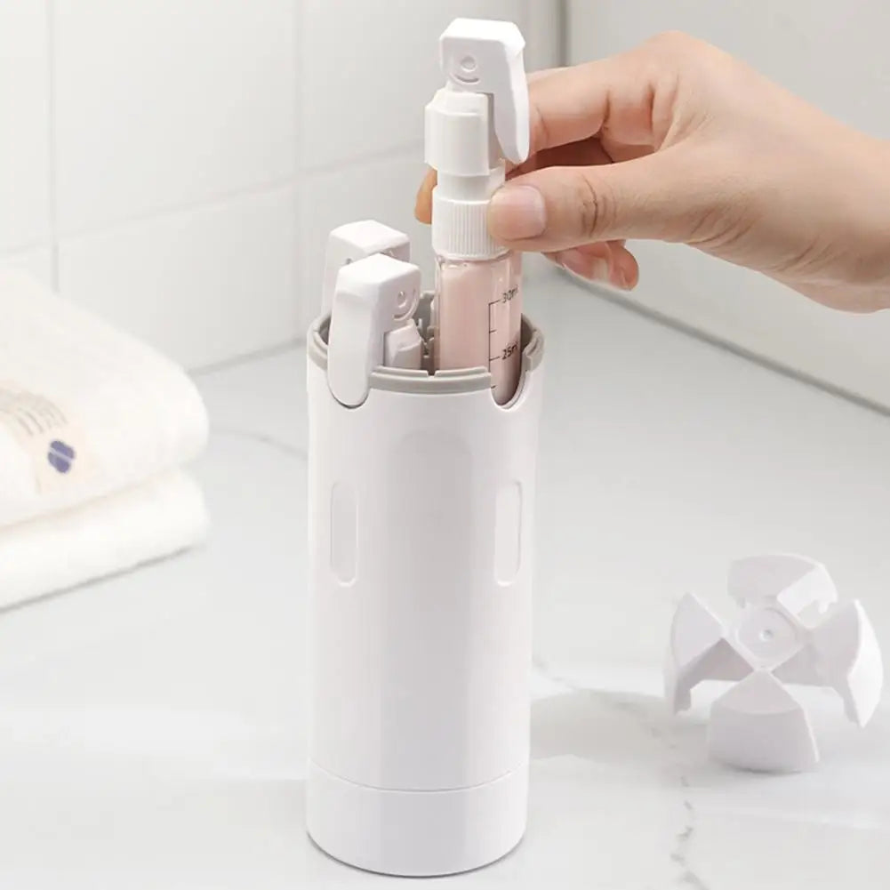 4-in-1 travel or gym dispenser: leak-proof portable bottles for perfume, shampoo, conditioner, and lotion.