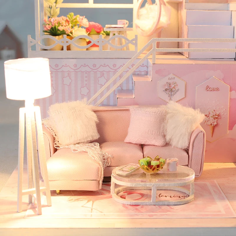 Wooden Miniature Doll House Kit 3D Puzzle Assembly Building Model Toy Handmade Duplex Apartment Production Toys Home Decoration