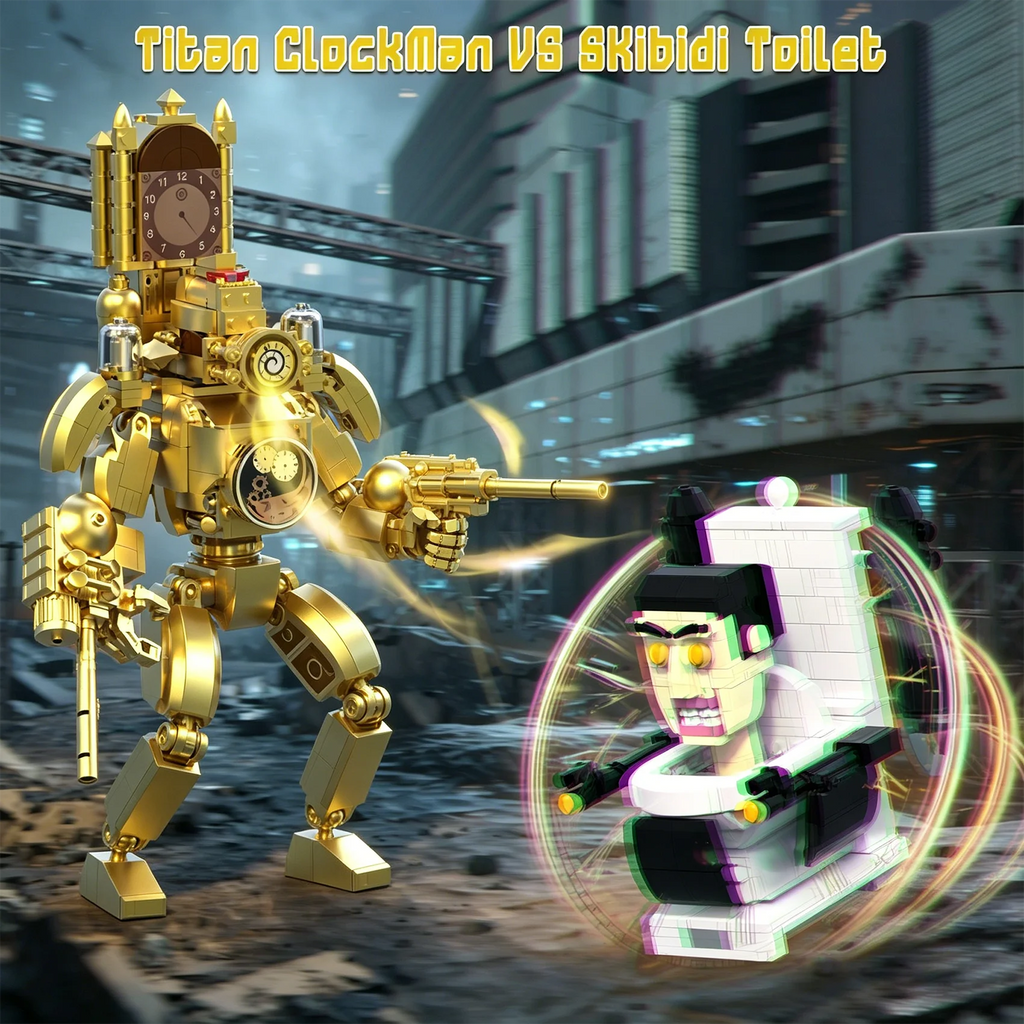 Skibidi Toilet Clearance Sale! Fast Shipping & Quick Delivery! Titan Clockman Building Blocks Set, 395Pcs Gold Titan Clockman Action Figure Model, Skibidi Toilet Series Collectible Construction Toy, DIY Assemble Bricks Gift f