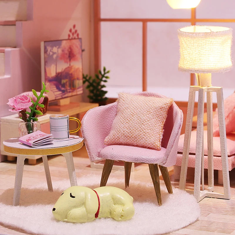 Wooden Miniature Doll House Kit 3D Puzzle Assembly Building Model Toy Handmade Duplex Apartment Production Toys Home Decoration