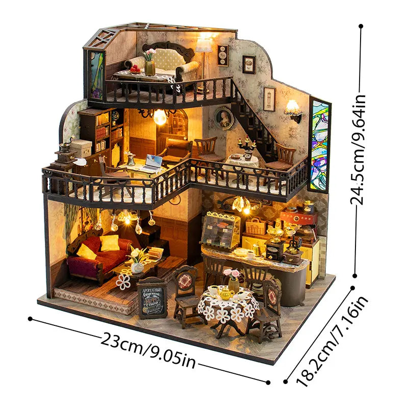 Wooden Doll House 3D Puzzle Assembly Building Model Kit Production Small Room Toys Home Bedroom Decoration With Furniture Light