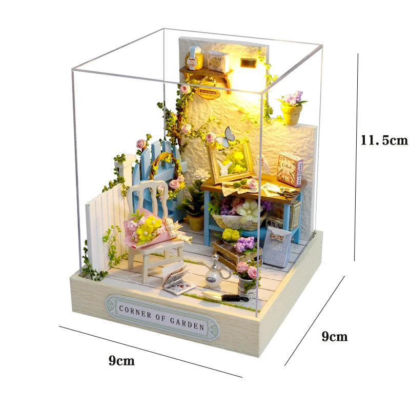Wooden Doll House 3D Puzzle Assembly Building Model Kit Production Small Room Toys Home Bedroom Decoration With Furniture Light