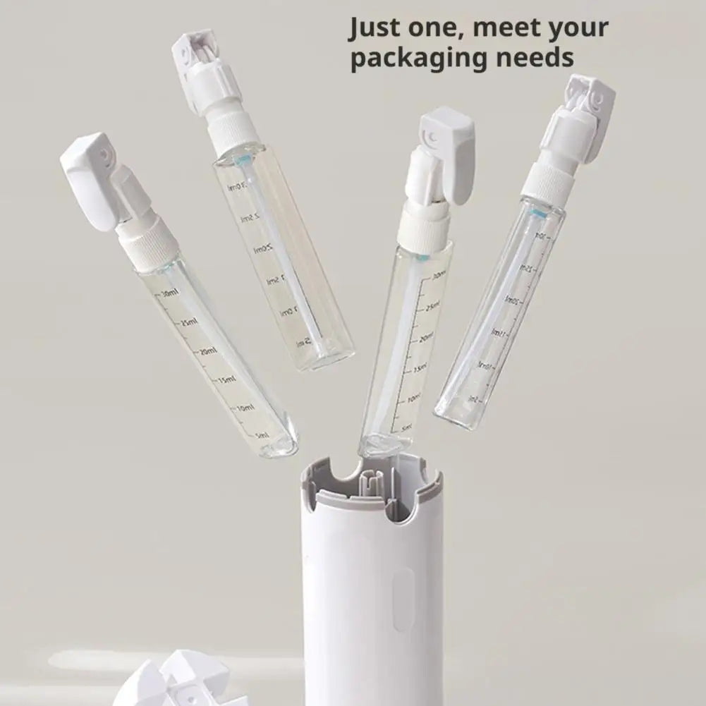 4-in-1 travel or gym dispenser: leak-proof portable bottles for perfume, shampoo, conditioner, and lotion.