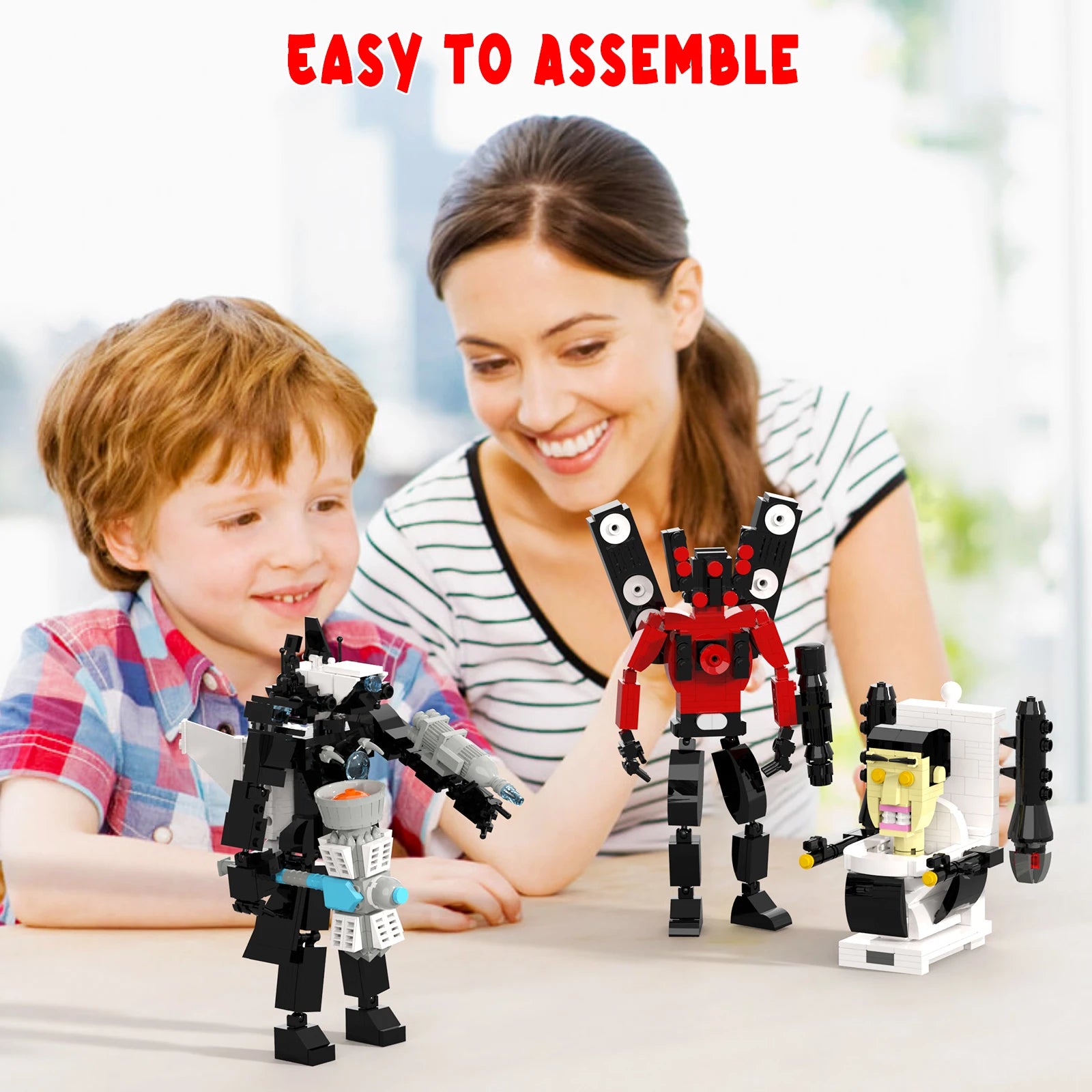 3-in-1 Skibidi Toilet Building Set, 1030 Pieces Skibidi Toilet G Man, Upgraded Titan Cameraman, Titan Toy for Kid Adult Game Fan