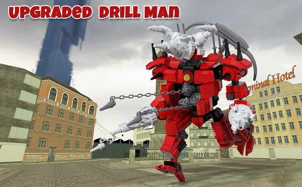 Skibidi Toilet Upgraded Titan Drillman Building Block,Titan Drill Man Figure Game Model Toys Gift for Kids Adults Fans (467 Pcs)